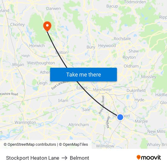 Stockport Heaton Lane to Belmont map