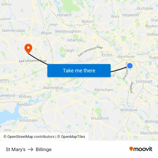 St Mary's to Billinge map