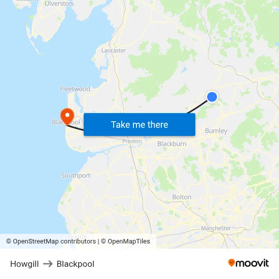 Howgill to Blackpool map