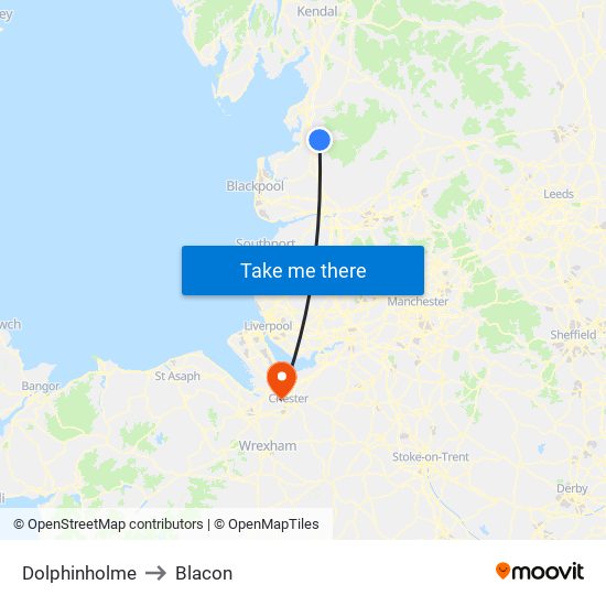 Dolphinholme to Blacon map