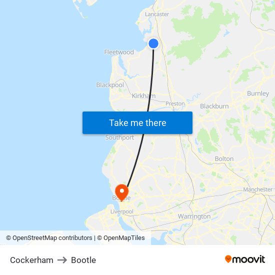 Cockerham to Bootle map