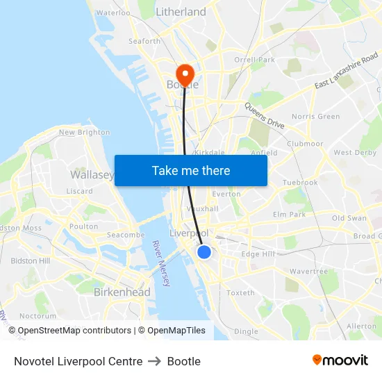 Novotel Liverpool Centre to Bootle map