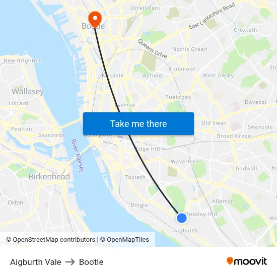 Aigburth Vale to Bootle map