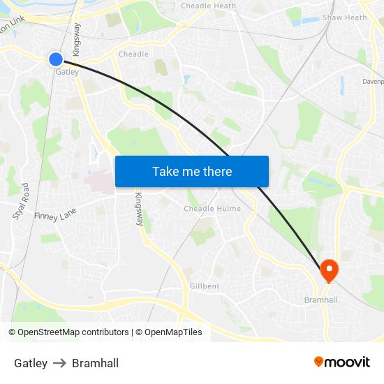 Gatley to Bramhall map