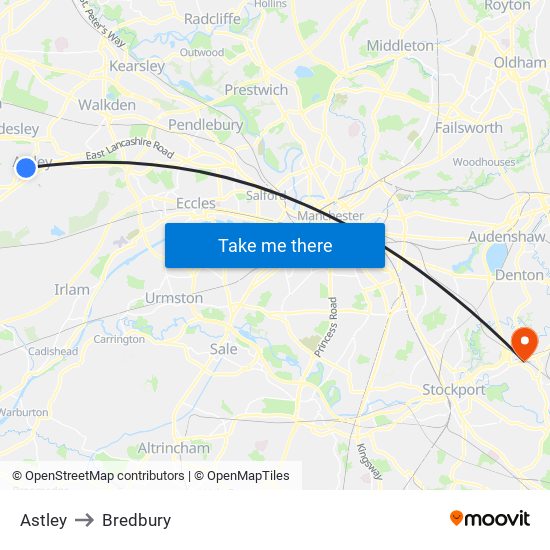 Astley to Bredbury map