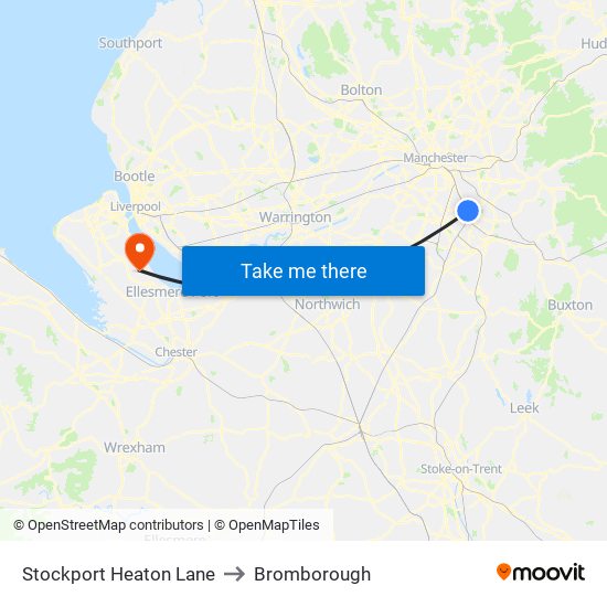 Stockport Heaton Lane to Bromborough map