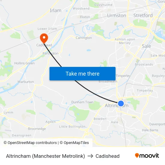 Altrincham (Manchester Metrolink) to Cadishead map