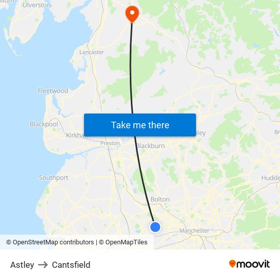 Astley to Cantsfield map