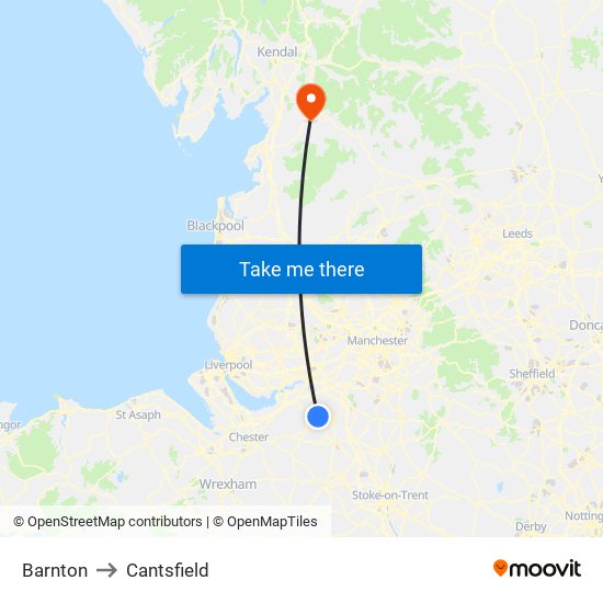 Barnton to Cantsfield map