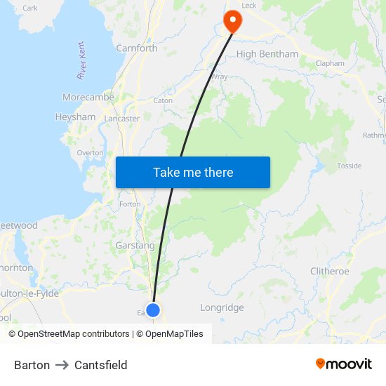 Barton to Cantsfield map