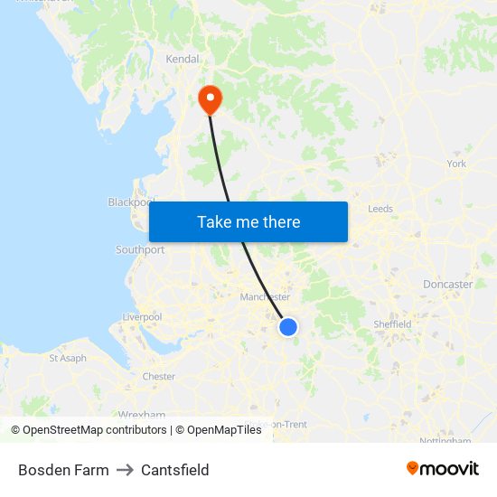 Bosden Farm to Cantsfield map