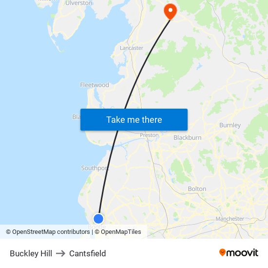 Buckley Hill to Cantsfield map