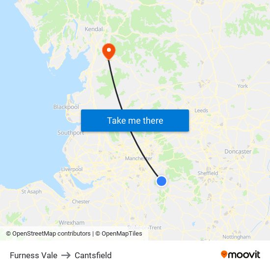 Furness Vale to Cantsfield map