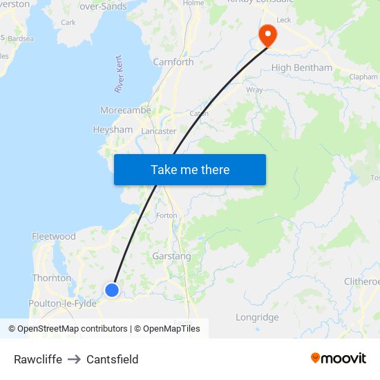 Rawcliffe to Cantsfield map