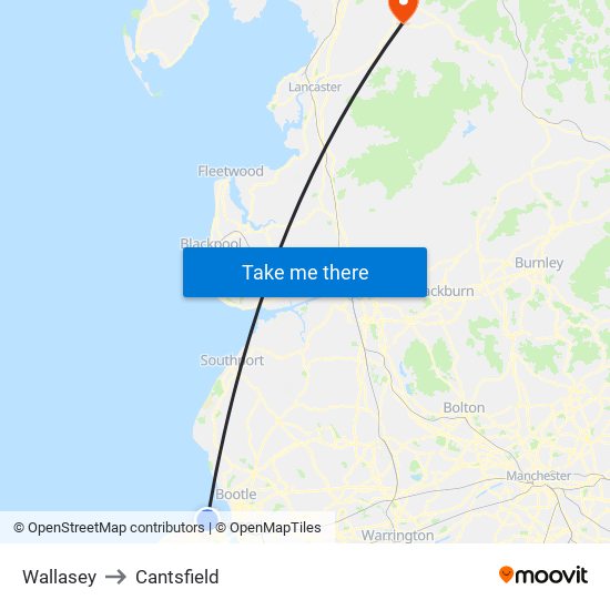 Wallasey to Cantsfield map