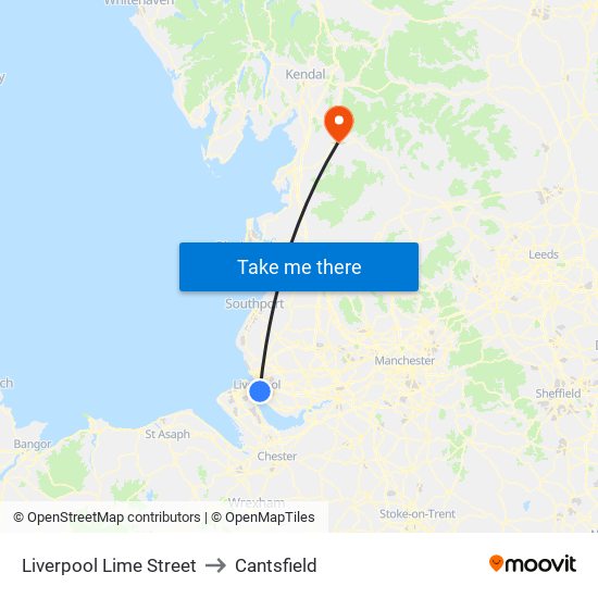 Liverpool Lime Street to Cantsfield map