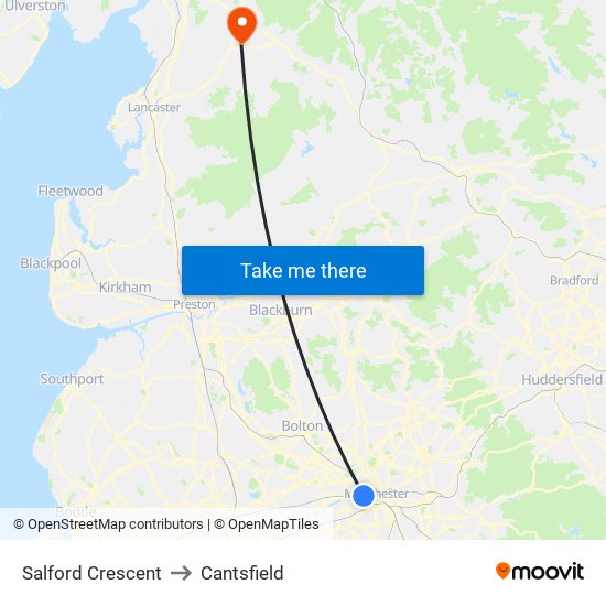 Salford Crescent to Cantsfield map