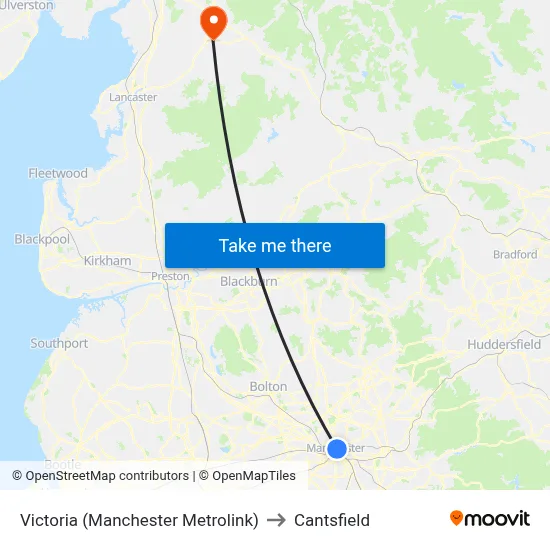 Victoria (Manchester Metrolink) to Cantsfield map