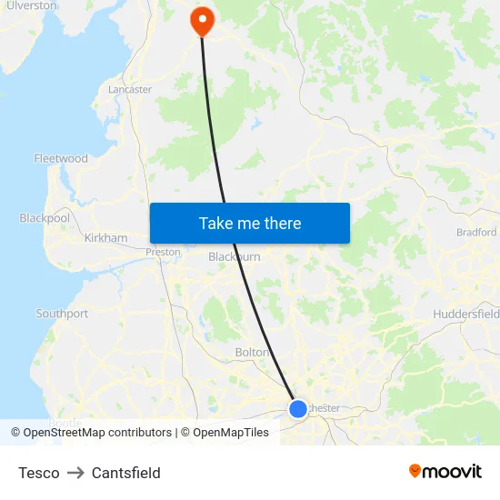 Tesco to Cantsfield map