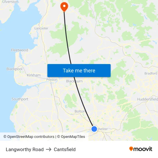 Langworthy Road to Cantsfield map