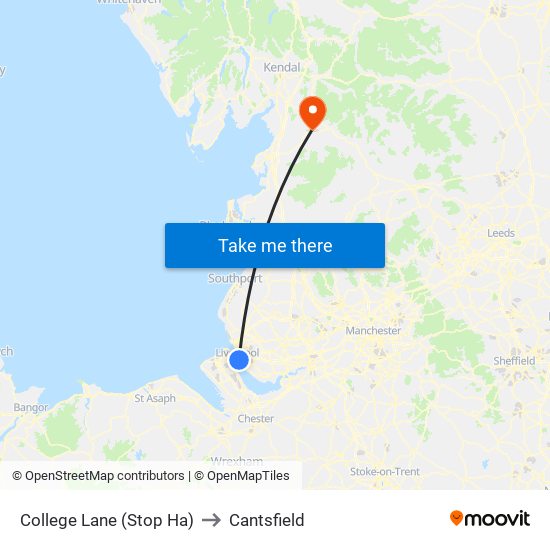 College Lane (Stop Ha) to Cantsfield map