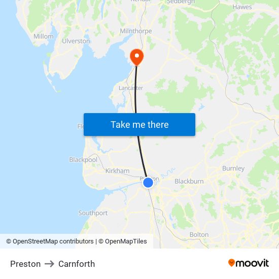 Preston to Carnforth map