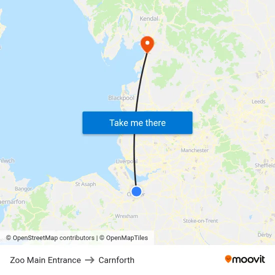 Zoo Main Entrance to Carnforth map