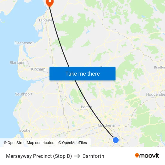 Merseyway Precinct (Stop D) to Carnforth map