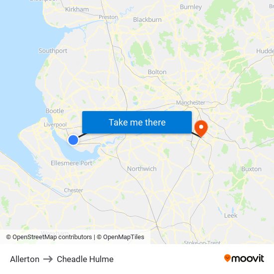 Allerton to Cheadle Hulme map