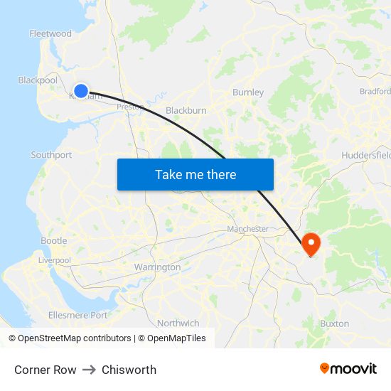 Corner Row to Chisworth map