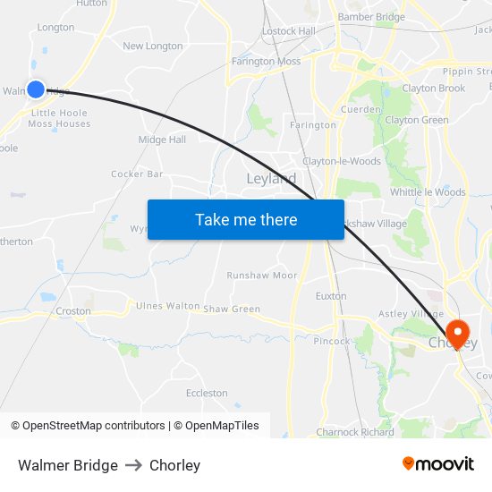 Walmer Bridge to Chorley map