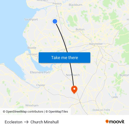 Eccleston to Church Minshull map