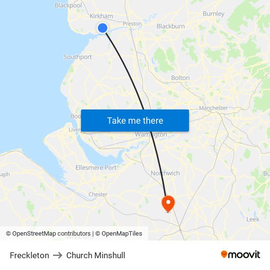 Freckleton to Church Minshull map