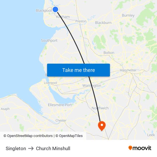 Singleton to Church Minshull map