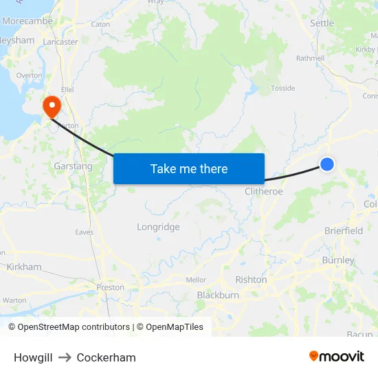 Howgill to Cockerham map