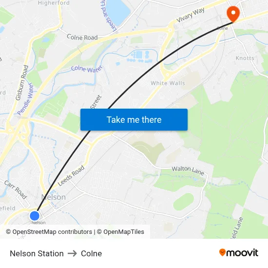 Nelson Station to Colne map