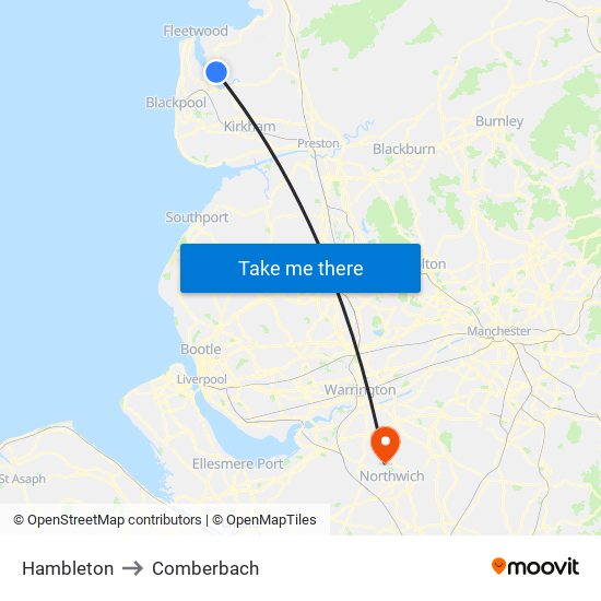 Hambleton to Comberbach map