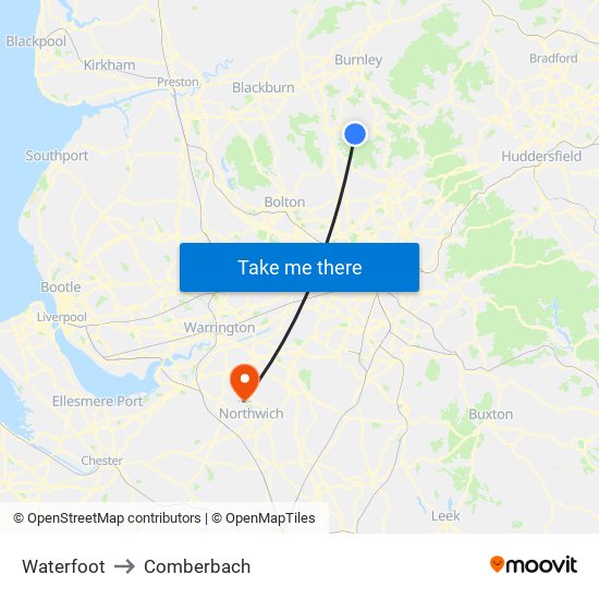 Waterfoot to Comberbach map