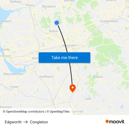 Edgworth to Congleton map