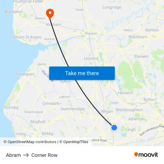 Abram to Corner Row map