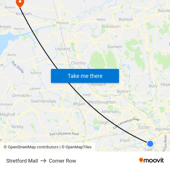 Stretford Mall to Corner Row map