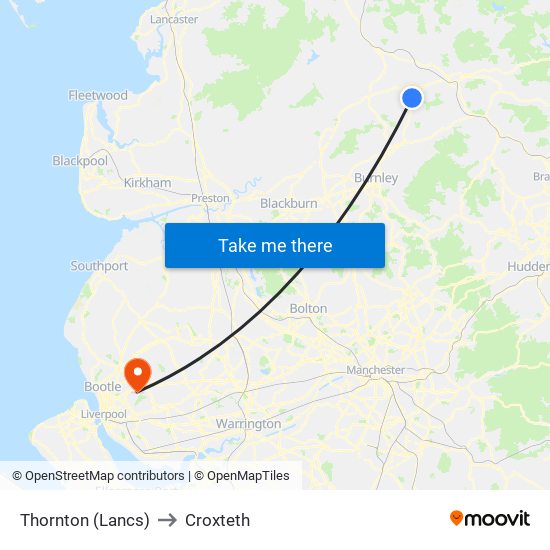 Thornton (Lancs) to Croxteth map