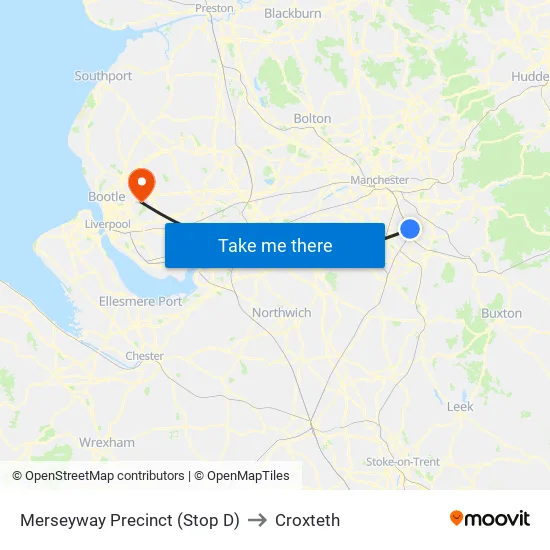 Merseyway Precinct (Stop D) to Croxteth map
