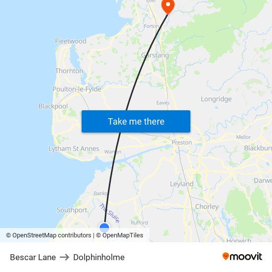 Bescar Lane to Dolphinholme map