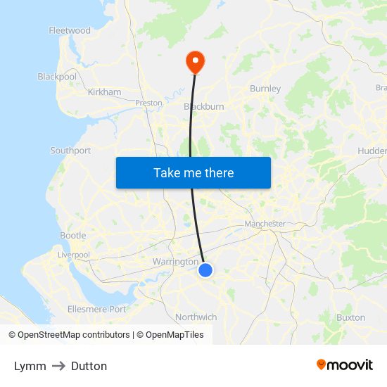 Lymm to Dutton map