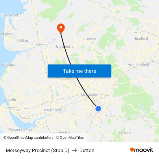 Merseyway Precinct (Stop D) to Dutton map