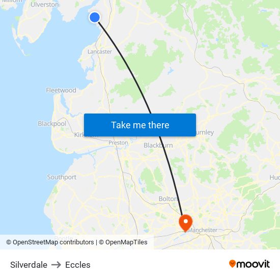 Silverdale to Eccles map