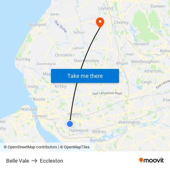 Belle Vale to Eccleston map