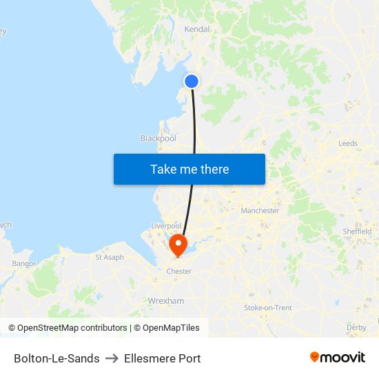 Bolton-Le-Sands to Ellesmere Port map