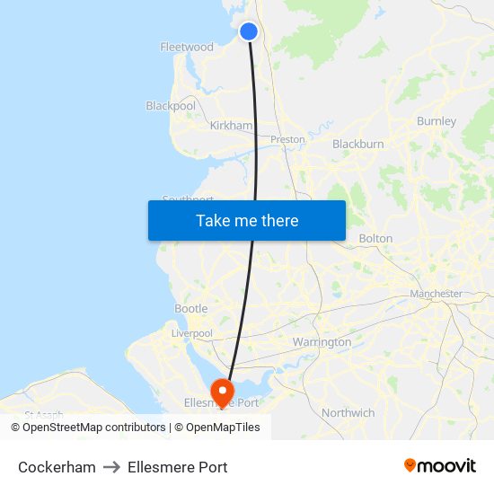 Cockerham to Ellesmere Port map